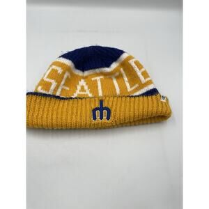 Seattle Mariners Reversible Knit Beanie Hat Yellow Blue